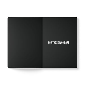 Image of inside of black notebook in a journal style with white background