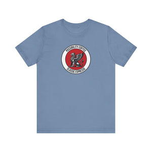 Classic Espresso Griffin Blue t-shirt with a circular logo featuring text and graphics on a white background
