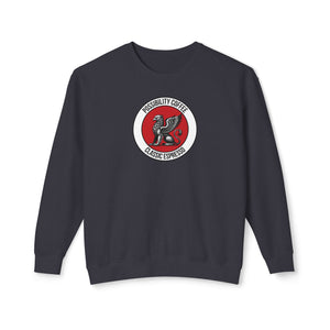 Classic Espresso Griffin Black sweatshirt with a red and white logo on a white background