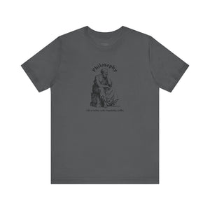 Gray t-shirt with design on a white background