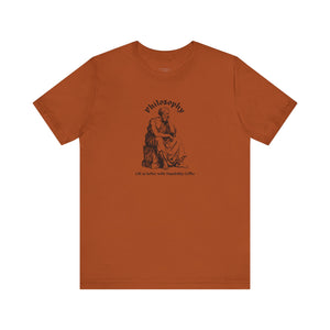 Orange t-shirt with design on a white background