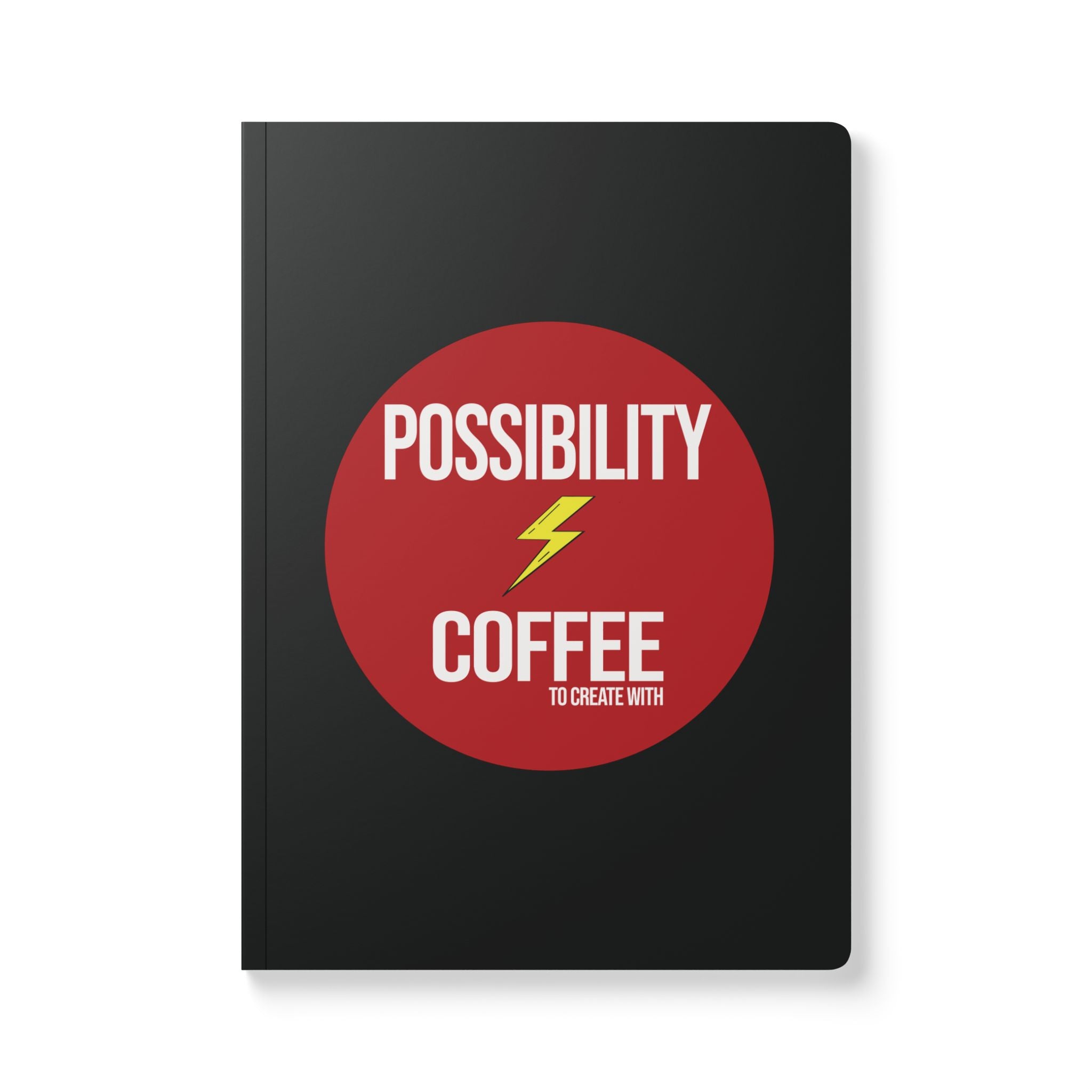 Image of black notebook in a journal style with white background