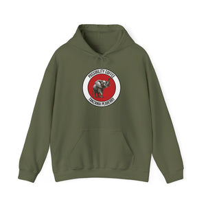 Tanzania Peaberry Military Green hoodie with a circular logo featuring an elephant on a white background