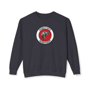Tanzania Peaberry Black sweatshirt with a circular logo featuring an elephant and text on a white background