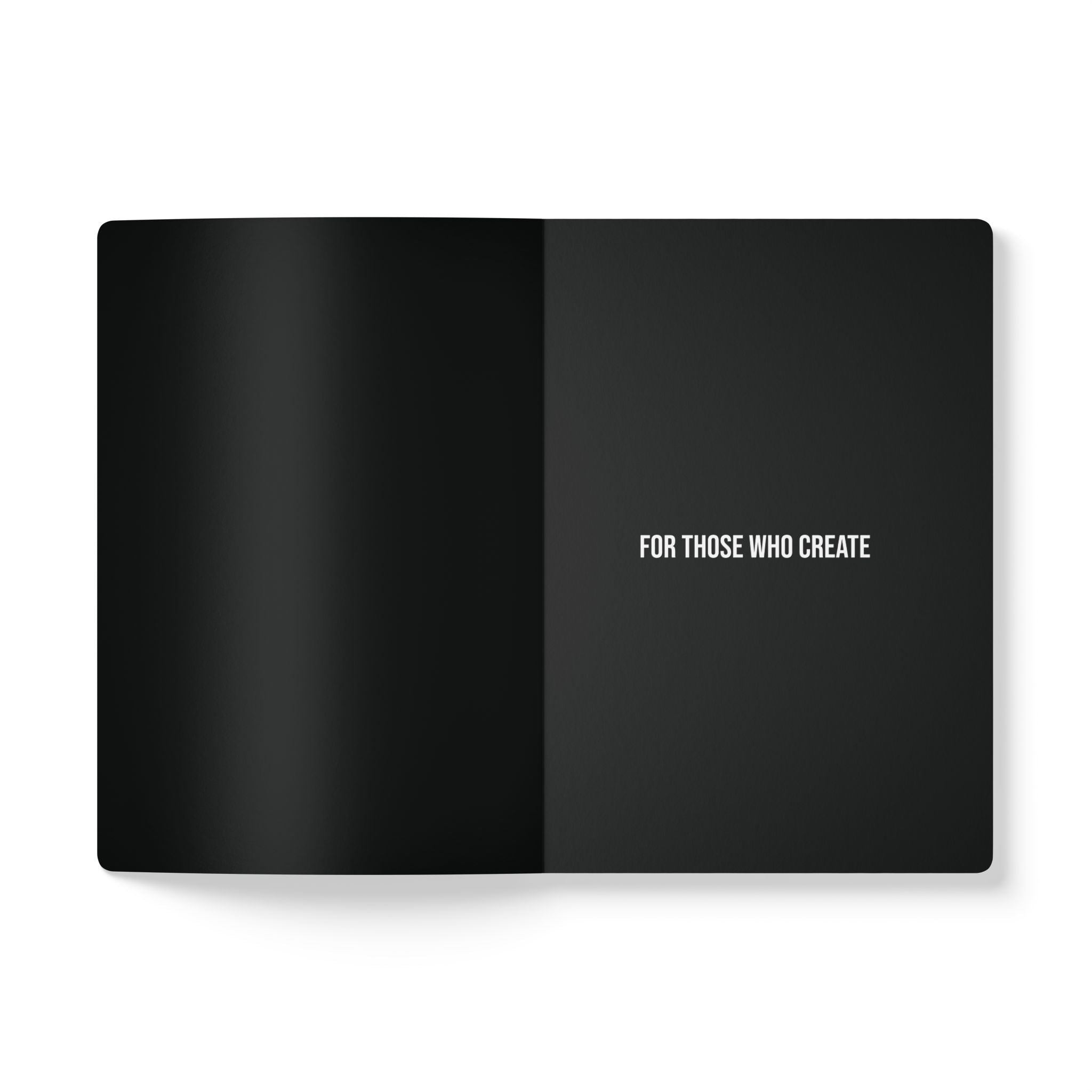 Image of inside of black notebook in a journal style with white background