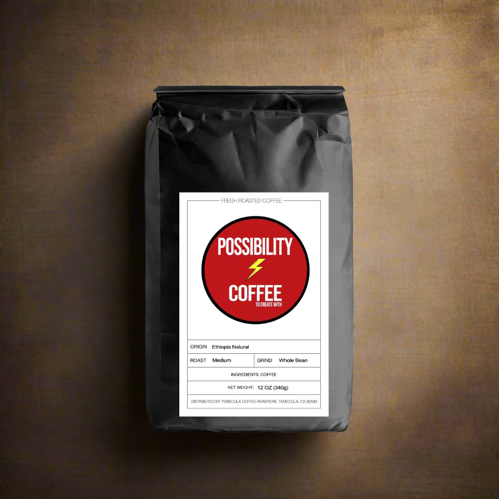 Bag of Possibility Coffee Single Origin Ethiopia Natural with dark background