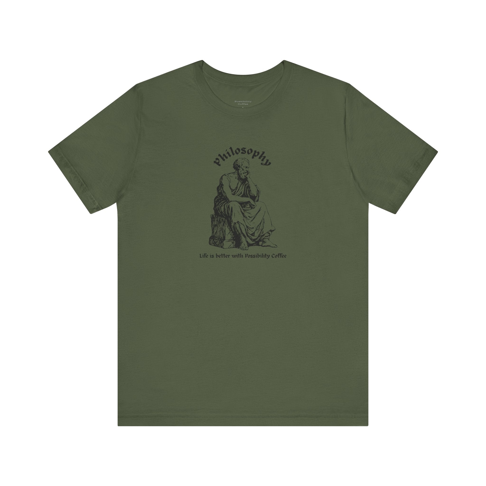 Green t-shirt with design on a white background