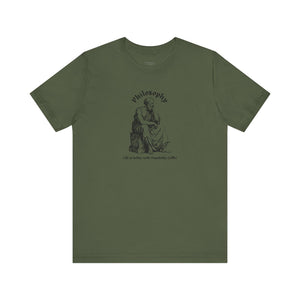 Green t-shirt with design on a white background