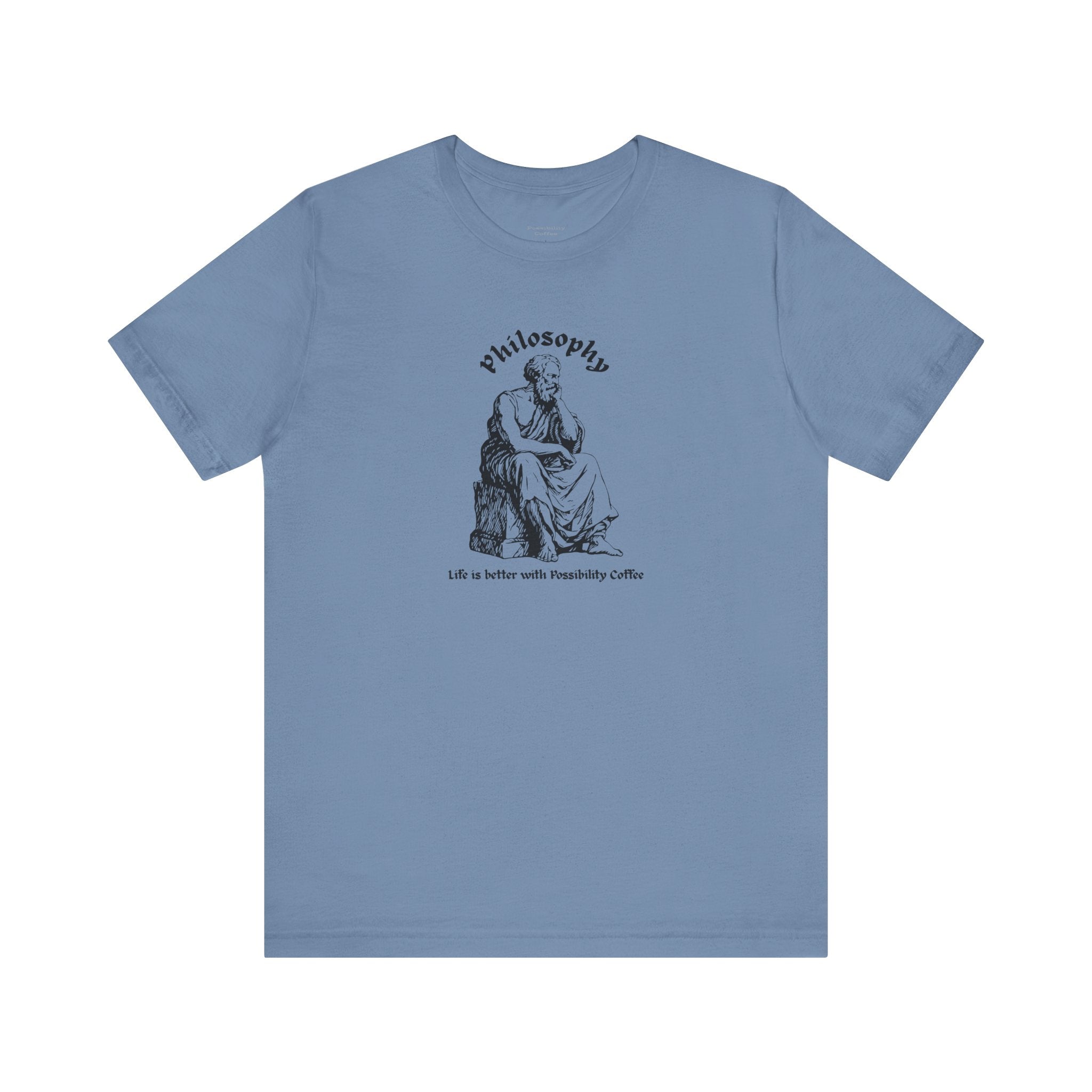 Blue t-shirt with design on a white background