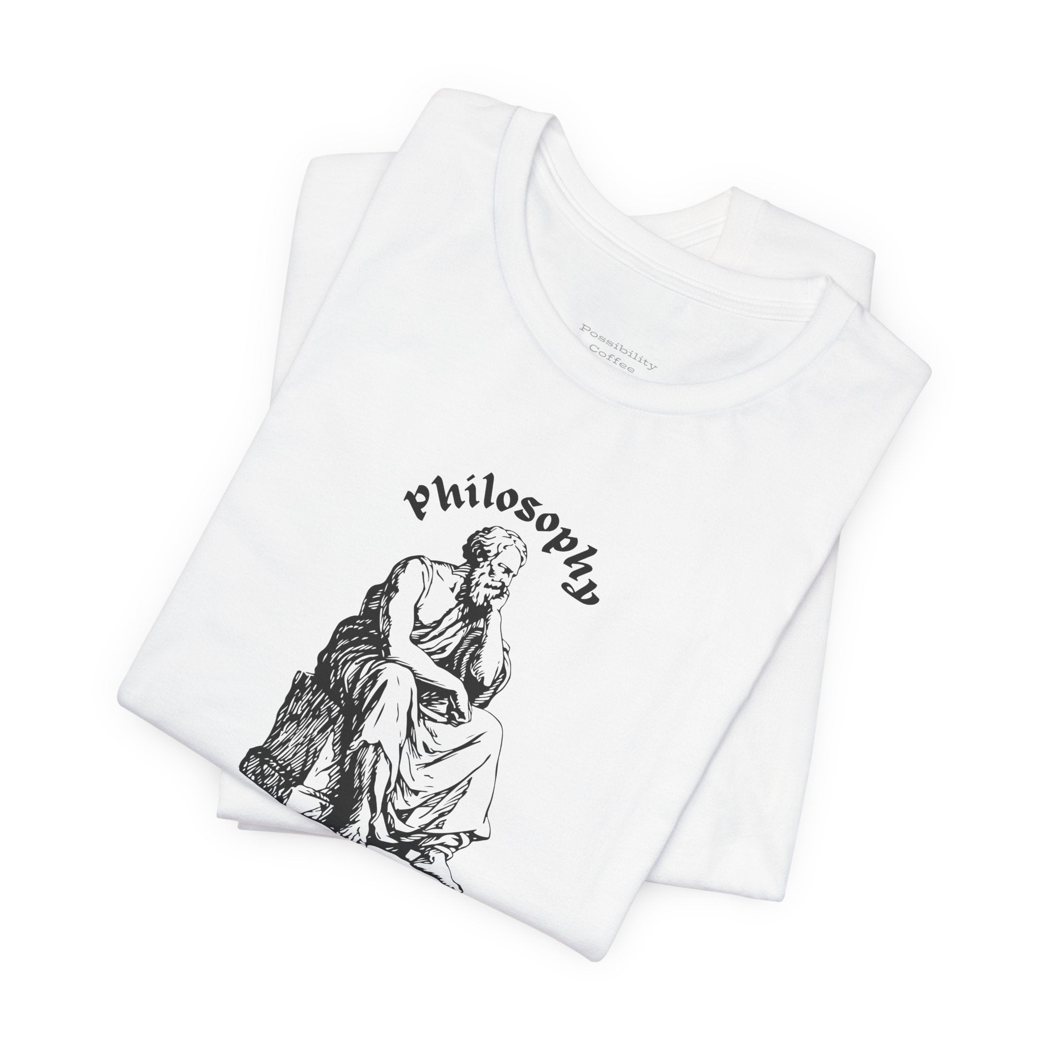 White t-shirt with design on a white background