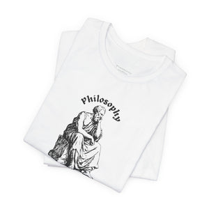White t-shirt with design on a white background