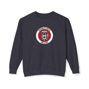 Take a Shot Black sweatshirt with a camera graphic and text on a white background