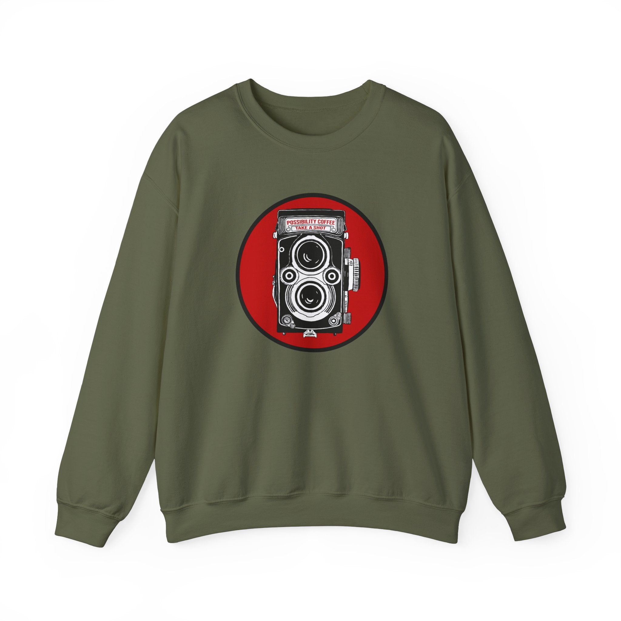 Military Green Possibility Coffee Take a Shot Espresso Sweatshirt